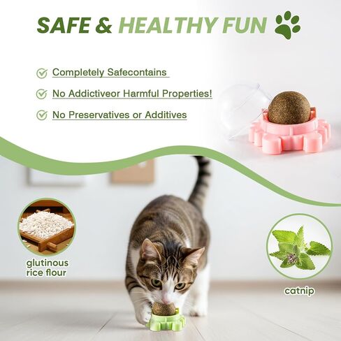 Catnip Toys 4 Pack Catnip Balls Catnip Wall Ball 360° Rotatable Chewing Teeth Cleaning Edible Cat Interactive Toys Indoor Play with Cats Wall Anxiety Relief Cat Chew Ball in Saudi Arabia