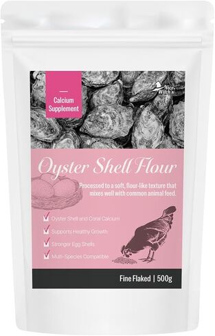 NICE WITCH'S Oyster Shell Flour 1.1 lb (500 g) – Finely Ground Calcium for Chickens, Ducks, Birds, Reptiles, Amphibians & More – Natural Source of Calcium | Korean Oyster Shell Powder/굴껍질 가루 in Saudi Arabia