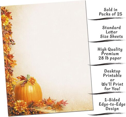 PaperDirect Auburn Delight يترك التوت النحاس خريف الخريف خريف الشكر قرطاسية الورق ، ورق الحدود ، الرأي in Kuwait