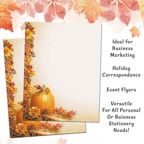 PaperDirect Auburn Delight يترك التوت النحاس خريف الخريف خريف الشكر قرطاسية الورق ، ورق الحدود ، الرأي in Kuwait