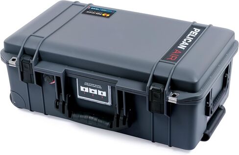 Colorcase Pelican Air 1535 Carry -on Case Graphite - حالة متوسطة الحجم مقاومة للماء مع حقيبة غطاء كمبيوتر محمول فقط - مقابض حمراء ومزالج in Saudi Arabia