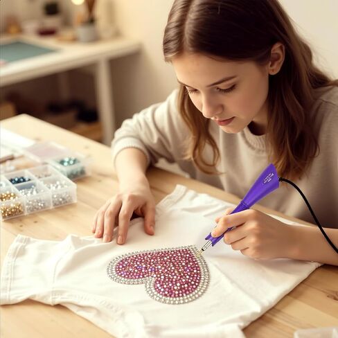 Hotfix Rhinestones Appludator Kit Set 4500 PCS Crystals (White/AB/Multi -Color) - Bedazzler DIY Craft تشمل 19 قالبًا ، ملاقطًا ، فرشاة التنظيف ، كيس التخزين - للملابس ، النسيج ، الجينز in Kuwait