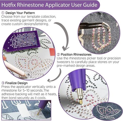 Hotfix Rhinestones Appludator Kit Set 4500 PCS Crystals (White/AB/Multi -Color) - Bedazzler DIY Craft تشمل 19 قالبًا ، ملاقطًا ، فرشاة التنظيف ، كيس التخزين - للملابس ، النسيج ، الجينز in Kuwait