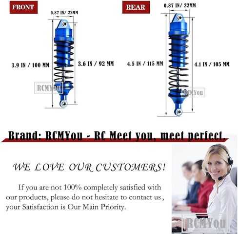4PCS Aluminum Front Rear RC Shocks Absorber Upgrades Part for 1/10 Lasernut U4, Tenacity DB Pro,TENACITY TT Pro 4WD SCT, Metal Big Bore RC Shocks Damper 90mm 100mm Hop Ups,#LOS233011,Navy Blue in Saudi Arabia