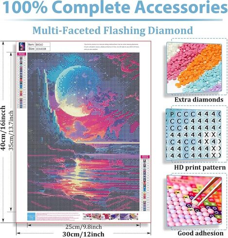 مجموعات الطلاء DFPSCLLA 5D Diamond للبالغين المبتدئين ، مجموعة Art Cross Diamond Art ، DIY كامل الحفر الماسي مجموعات الفن الأحجار الكريمة للبالغين ، ديكور الجدار المنزلي 12x16 بوصة in Kuwait