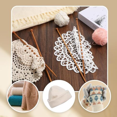 7 Pairs Bamboo Knitting Needles Wooden Long Straight Knitting Needles Single Point 4/5/6/7/8/9/10mm Large Straight Knittings Needle for Beginners Sweater Shawl Scarf in Saudi Arabia