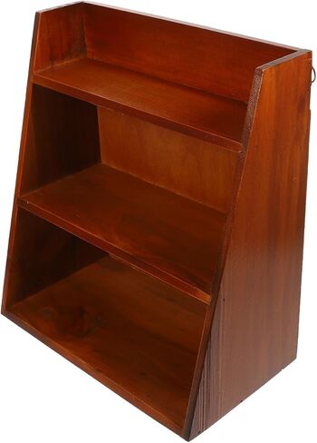 DECHOUS 3 Tier Vintage Display Shelf: Small Wooden Desktop Organizer Multi Layer Storage - Freestanding or Wall Hanging for Home Office Desk Crystals Stone Essential Oils Storage - 12x6.5x13 Inch in Saudi Arabia