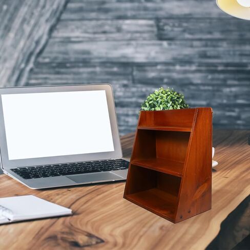 DECHOUS 3 Tier Vintage Display Shelf: Small Wooden Desktop Organizer Multi Layer Storage - Freestanding or Wall Hanging for Home Office Desk Crystals Stone Essential Oils Storage - 12x6.5x13 Inch in Saudi Arabia