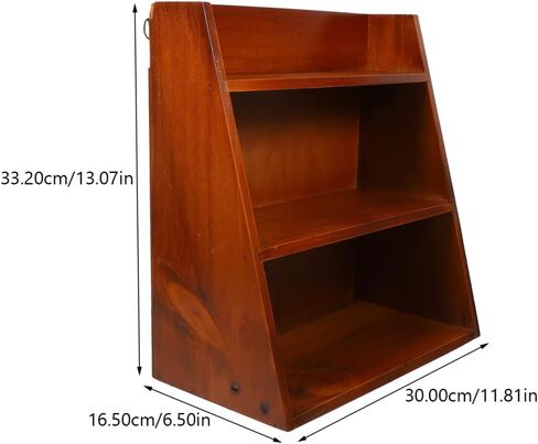 DECHOUS 3 Tier Vintage Display Shelf: Small Wooden Desktop Organizer Multi Layer Storage - Freestanding or Wall Hanging for Home Office Desk Crystals Stone Essential Oils Storage - 12x6.5x13 Inch in Saudi Arabia