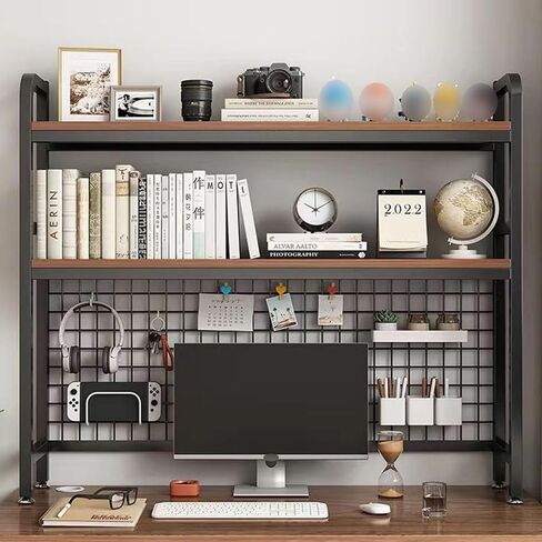 منظم الجرف المكتبي ، رفوف مكتبية من طبقات ، رف عرض سطح المكتب مع لوحات شبكات DIY للمكتب ، النائب ، المنزل ، الأسود in Saudi Arabia