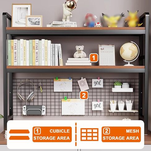 منظم الجرف المكتبي ، رفوف مكتبية من طبقات ، رف عرض سطح المكتب مع لوحات شبكات DIY للمكتب ، النائب ، المنزل ، الأسود in Saudi Arabia
