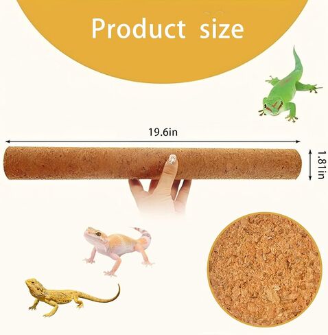 Cork Branch for Reptiles – 11.8" Natural Climbing Wood Sticks for Crested Geckos, Tree Frogs, Bearded Dragons, Snakes, Lizards & Chameleons – Perfect Terrarium Habitat Decor in Kuwait
