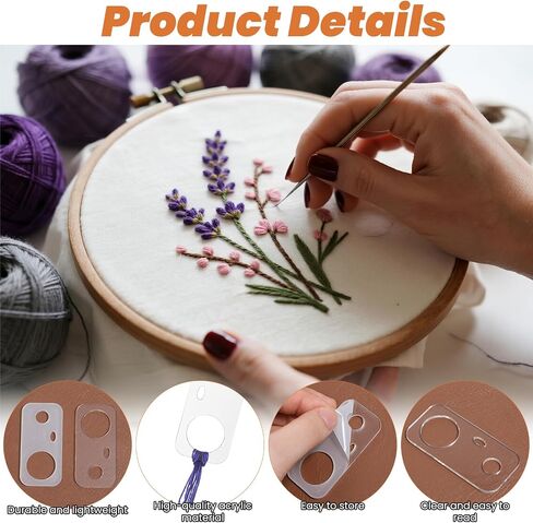 50 PCS Acrylic Embroidery Floss Drop ، تطريز واضح منظم خيوط الخياطة الخيط اللف بكرات مستطيل كروس خيوط غرزة بكرة خيط رفيعة لتخزين الخياطة DIY Crafts in Kuwait