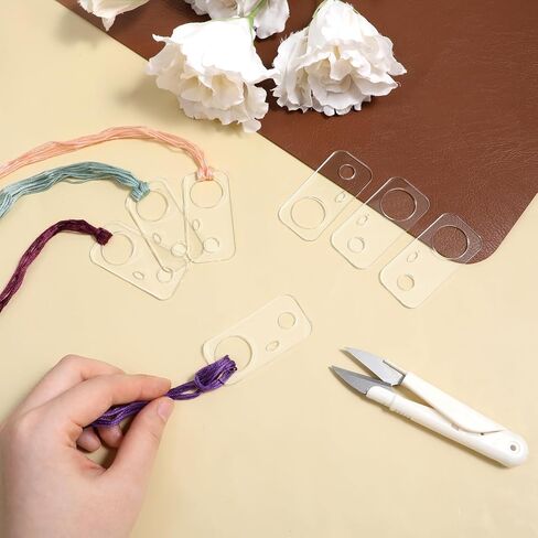 50 PCS Acrylic Embroidery Floss Drop ، تطريز واضح منظم خيوط الخياطة الخيط اللف بكرات مستطيل كروس خيوط غرزة بكرة خيط رفيعة لتخزين الخياطة DIY Crafts in Kuwait