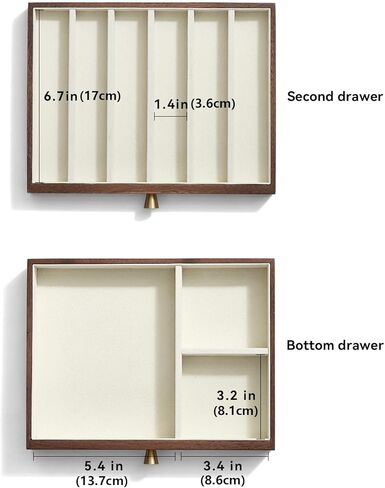 Homruilink Black Walnut Wooden Jewelry Box for Women Classical Solid Wooden 4-Layer Jewelry Organizer Double Sided Visibility Necklace Storage Layer Watch Necklace Ring Earring Gifts in Kuwait