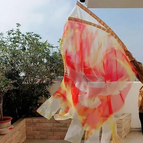 Dove Spirit Fire Love Cloud Worship Dance Flags, 2 Pcs, 59" x 47" Shimmering Chiffon, Lightweight, with Scalable Rods (A-Fire Dove) in Saudi Arabia