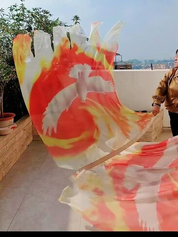 Dove Spirit Fire Love Cloud Worship Dance Flags, 2 Pcs, 59" x 47" Shimmering Chiffon, Lightweight, with Scalable Rods (A-Fire Dove) in Saudi Arabia