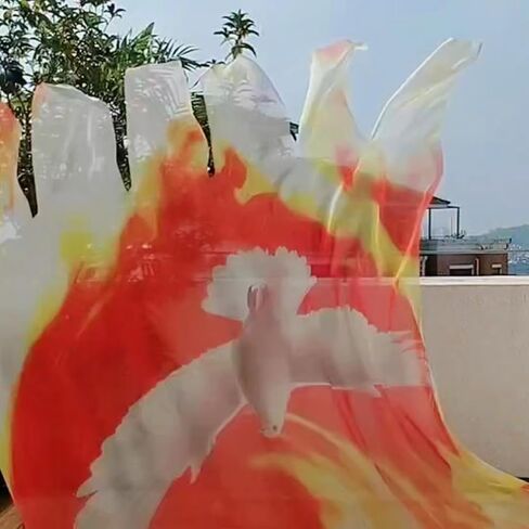 Dove Spirit Fire Love Cloud Worship Dance Flags, 2 Pcs, 59" x 47" Shimmering Chiffon, Lightweight, with Scalable Rods (A-Fire Dove) in Saudi Arabia