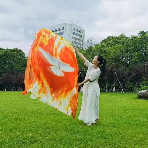 Dove Spirit Fire Love Cloud Worship Dance Flags, 2 Pcs, 59" x 47" Shimmering Chiffon, Lightweight, with Scalable Rods (A-Fire Dove) in Saudi Arabia