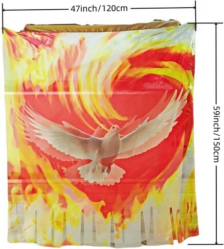 Dove Spirit Fire Love Cloud Worship Dance Flags, 2 Pcs, 59" x 47" Shimmering Chiffon, Lightweight, with Scalable Rods (A-Fire Dove) in Saudi Arabia