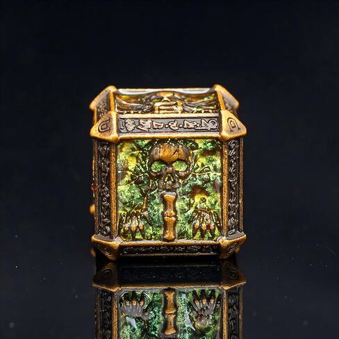 Metallic DND Dice Set with A Gift Box, Gothic Skull Designed for DM and D&D Player, Heavy Polyhedral Dice Set Perfect for Dungeons and Dragons RPG Games (Bronze-Druid) in Kuwait