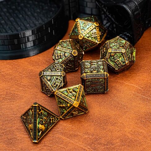 Metallic DND Dice Set with A Gift Box, Gothic Skull Designed for DM and D&D Player, Heavy Polyhedral Dice Set Perfect for Dungeons and Dragons RPG Games (Bronze-Druid) in Kuwait