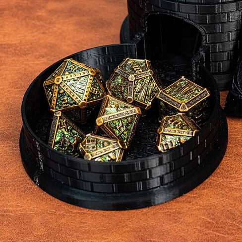 Metallic DND Dice Set with A Gift Box, Gothic Skull Designed for DM and D&D Player, Heavy Polyhedral Dice Set Perfect for Dungeons and Dragons RPG Games (Bronze-Druid) in Kuwait