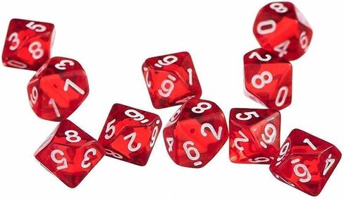 10 Pcs D10 Polyhedral Dice - Precision 10-Sided High-Clarity Dice for Tabletop RPG Games and Role-Playing Adventures (Red) in Saudi Arabia