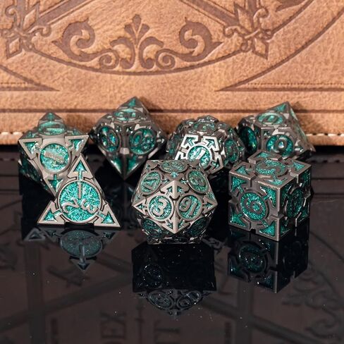 مجموعة DND Metallic DND مع صندوق هدايا ، جمجمة القوطي المصممة للمشغل DM و D&D ، نرد متعدد السطوح ثقيلة مثالية للأبراج المحصنة وألعاب RPG Dragons (البرونز) in Kuwait