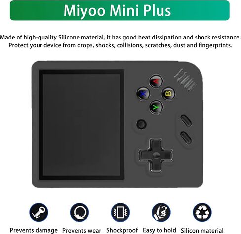 Case for Miyoo Mini Plus,NOUKAJU Silicone Protective Cover,Drop-Proof,Scratch-Proof,Shock-Proof,Dust-Proof,Protective Case for Miyoo Mini Plus Handheld Game Console(Black) in Saudi Arabia