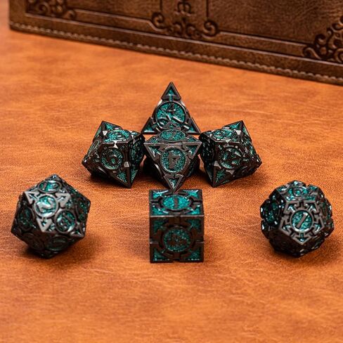 مجموعة DND Metallic DND مع صندوق هدايا ، جمجمة القوطي المصممة للمشغل DM و D&D ، نرد متعدد السطوح ثقيلة مثالية للأبراج المحصنة وألعاب RPG Dragons (البرونز) in Kuwait