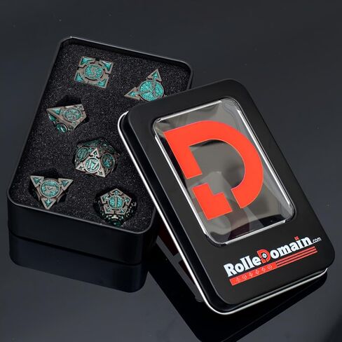 مجموعة DND Metallic DND مع صندوق هدايا ، جمجمة القوطي المصممة للمشغل DM و D&D ، نرد متعدد السطوح ثقيلة مثالية للأبراج المحصنة وألعاب RPG Dragons (البرونز) in Kuwait