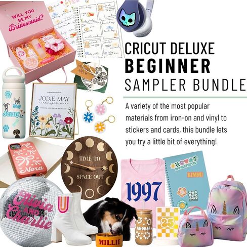 Cricut Ultimate All-in-One Materials and Accessories Bundle - 150+ Piece Beginner Sampler Material Kit Explore Air and Maker Machines - Vinyl, HTV, Card Making Packs, Pens & Sticker Paper in Saudi Arabia
