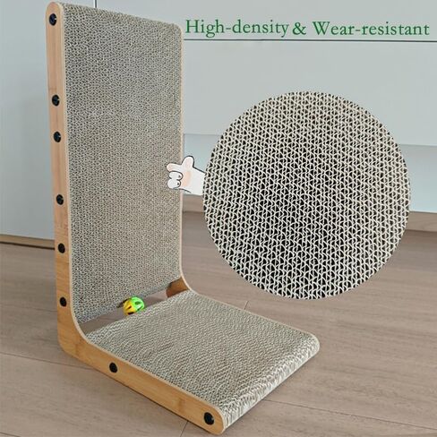 L شكل Cat Scratcher ، Cardboard Cat Scratfer with ball toy ، catnip ، protected hearmate reparting pad cat cat cat pad ، furniture cat scratch for in indoor cats (20 incn) in Kuwait