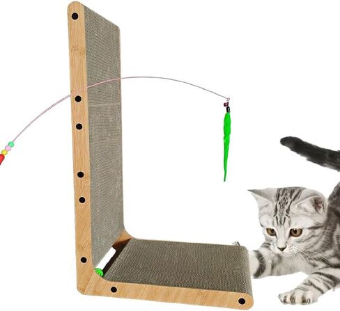 L Shape Cat Scratcher,Cardboard Cat Scratching with Ball Toy, Catnip, Wall Mounted Protecting Large Cat Scratcher Pad, Furniture Cat Scratch Pad for Indoor Cats (20 INCN) in Saudi Arabia