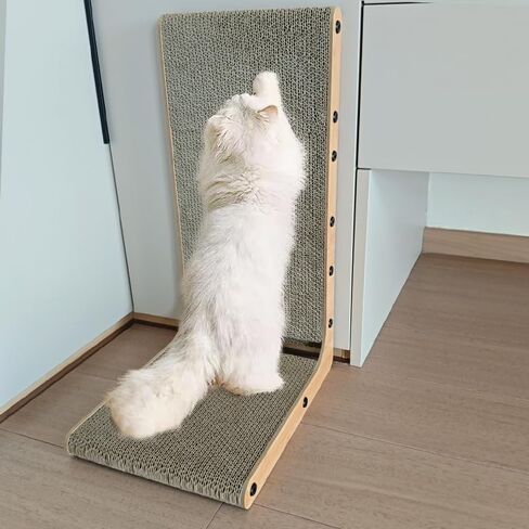 L شكل Cat Scratcher ، Cardboard Cat Scratfer with ball toy ، catnip ، protected hearmate reparting pad cat cat cat pad ، furniture cat scratch for in indoor cats (20 incn) in Kuwait