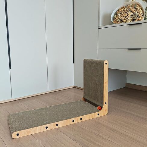 L Shape Cat Scratcher,Cardboard Cat Scratching with Ball Toy, Catnip, Wall Mounted Protecting Large Cat Scratcher Pad, Furniture Cat Scratch Pad for Indoor Cats (20 INCN) in Saudi Arabia