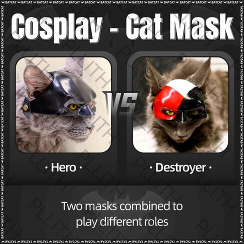 2Pack Upgraded Cat Bat Mask - Funny Bat Mask for Cats with Adjustable Strap, Pet Apparel Accessory for Cosplay Party, Feline Halloween Costume for Cats in Saudi Arabia