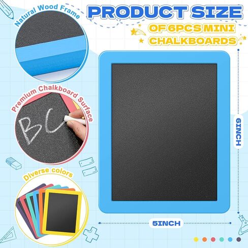 Chinco 6 Pack Wood Mini Chalkboard Signs with Frames Rainbow Color 5'' x 6'' Small Rectangle Reusable Chalkboards Chalk Party Favors for Kids Home Classroom Office Wedding Birthday Message Board Sign in Saudi Arabia