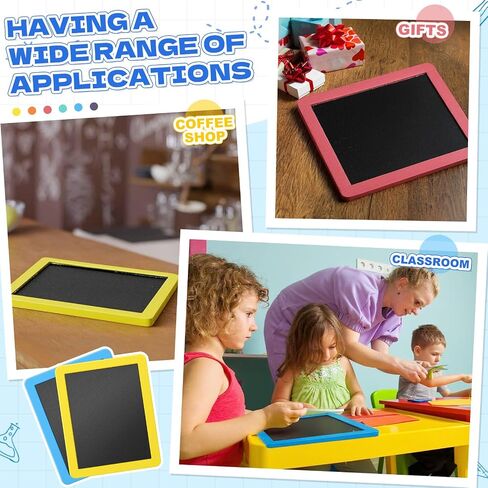 Chinco 6 Pack Wood Mini Chalkboard Signs with Frames Rainbow Color 5'' x 6'' Small Rectangle Reusable Chalkboards Chalk Party Favors for Kids Home Classroom Office Wedding Birthday Message Board Sign in Saudi Arabia