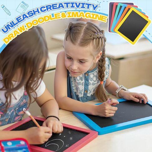 Chinco 6 Pack Wood Mini Chalkboard Signs with Frames Rainbow Color 5'' x 6'' Small Rectangle Reusable Chalkboards Chalk Party Favors for Kids Home Classroom Office Wedding Birthday Message Board Sign in Saudi Arabia