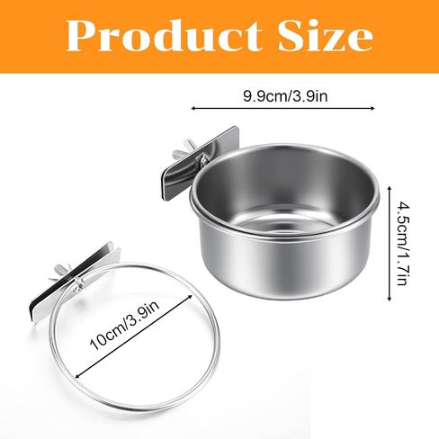 8 Pcs Stainless Steel Bird Feeder Bowls Bird Food Water Bowls with Clamp Holders Birds Food Bowl for Cage Parrot Coop Feeding Dishs for Cockatiel Conure Budgie Parakeet Macaw Lovebird Small Animal in Saudi Arabia