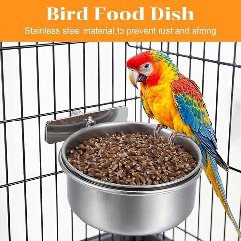 8 Pcs Stainless Steel Bird Feeder Bowls Bird Food Water Bowls with Clamp Holders Birds Food Bowl for Cage Parrot Coop Feeding Dishs for Cockatiel Conure Budgie Parakeet Macaw Lovebird Small Animal in Saudi Arabia