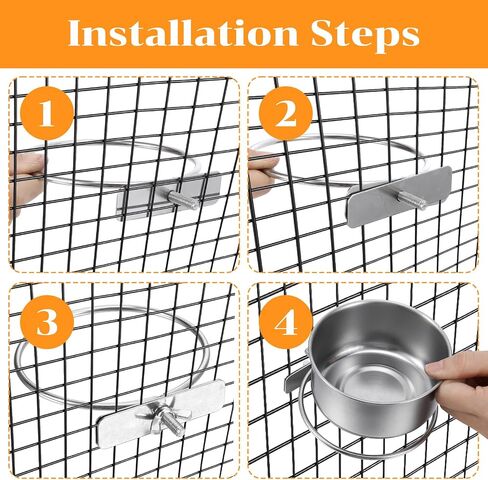 8 Pcs Stainless Steel Bird Feeder Bowls Bird Food Water Bowls with Clamp Holders Birds Food Bowl for Cage Parrot Coop Feeding Dishs for Cockatiel Conure Budgie Parakeet Macaw Lovebird Small Animal in Saudi Arabia
