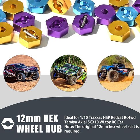 الألومنيوم 12 مم محور عجلة السداسي مع شفة M4 قفل نايلون صوب الجوز وركب سداسي و M3 M4 Nylon Locknut ل slash traxxas ، تدفق hsp redcat rc4wd tamiya محور scx10 wltoy 1/10 Rc Car Carn in Saudi Arabia