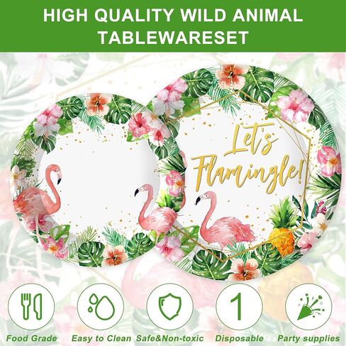120 Pcs Flamingo Birthday Party Supplies Tropical Luau Hawaiian Party Decorations Disposable Tableware Set Plate Cup Napkin Knives Fork for 20 Guests in Saudi Arabia