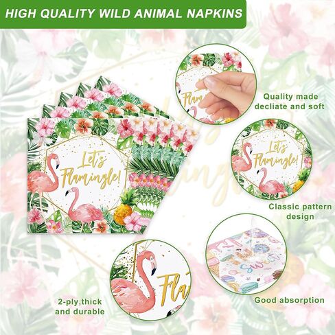 120 Pcs Flamingo Birthday Party Supplies Tropical Luau Hawaiian Party Decorations Disposable Tableware Set Plate Cup Napkin Knives Fork for 20 Guests in Saudi Arabia