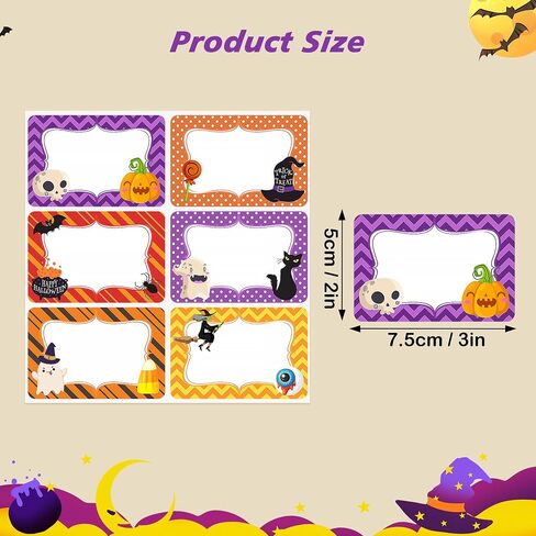 180 PCS Halloween Name Tag Stickers Gift Tags Stickers, Self Adhesive Halloween Pumpkin Ghost Gift Stickers Wrap Tags Name Stickers for Halloween Presents Holiday Decorations in Saudi Arabia
