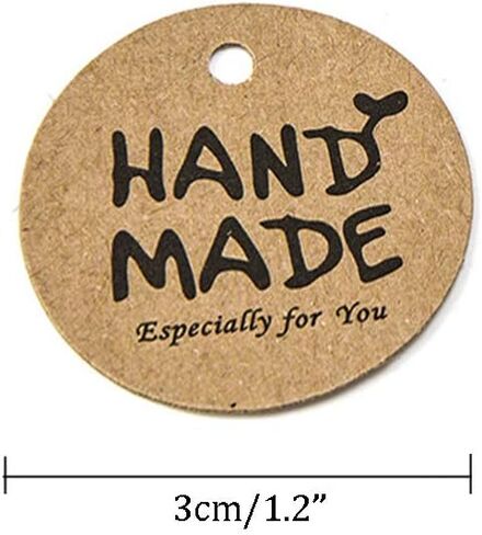 200 Pcs Round Kraft Paper Handmade Tags Label with Hemp Rope for Christmas Festival Party Baking Cake Dessert Decoration, 1.2 inch (Brown) in Saudi Arabia