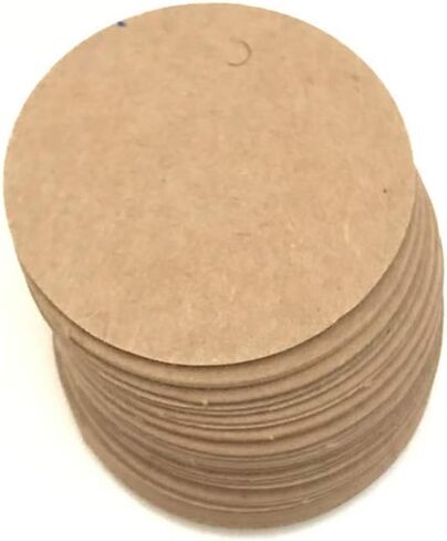 200 Pcs Round Kraft Paper Handmade Tags Label with Hemp Rope for Christmas Festival Party Baking Cake Dessert Decoration, 1.2 inch (Brown) in Saudi Arabia